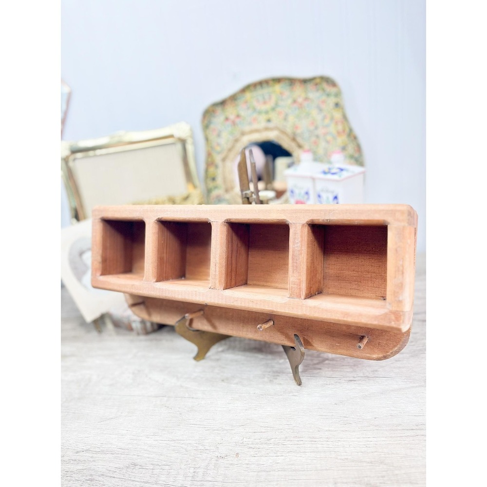 Vintage Midcentury Modern Wood Shelf: Curio Trinket Display